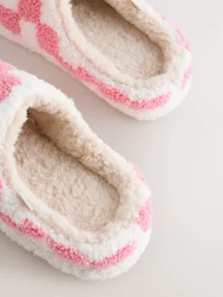 Next Pink/Red Check Cherry Mule Slippers Online