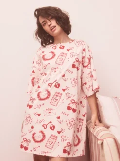 Next Nightie Pink/Red Heart Outlet