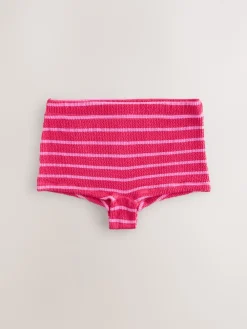 Next Shorts Swim Shorts Bikini Bottoms Pink/Red Stripe Crinkle