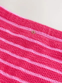 Next Shorts Swim Shorts Bikini Bottoms Pink/Red Stripe Crinkle