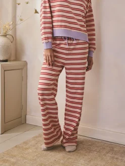 Next Pink/Red Stripe Wide Leg Joggers Outlet