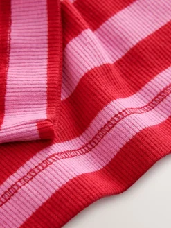 Next Pink/Red Striped Ribbed High Neck Long Sleeve T-Shirt Discount