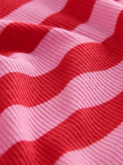 Next Pink/Red Striped Ribbed High Neck Long Sleeve T-Shirt Discount