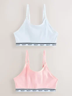 Next Maternity Nursing Crop Ultimate Comfort Tops 2 Pack Pink/White Hot