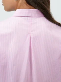 Next Pink/White Stripe Fitted Stretch Essential Long Sleeve Shirt Hot