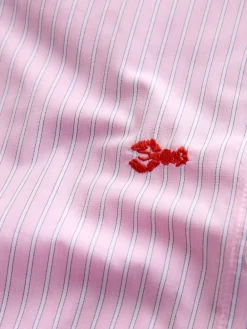 Next Embroidered Long Sleeve Shirt Pink/White Stripe Lobster Discount