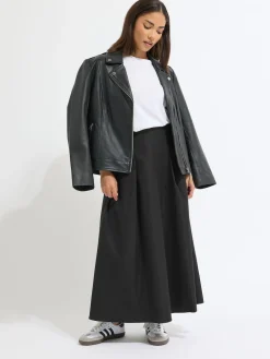 PixieGirl Petite Black Pleated Full Midaxi Skirt Outlet