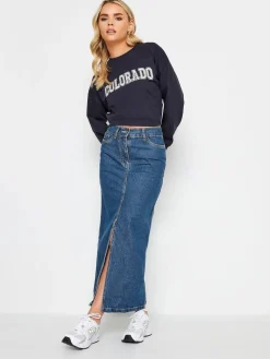 PixieGirl Petite Blue 100% Cotton Maxi Skirt Clearance