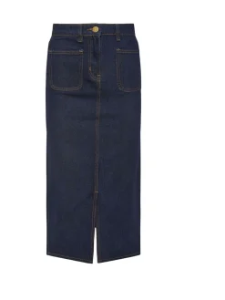 PixieGirl Petite Blue 100% Cotton Patch Pocket Midi Skirt