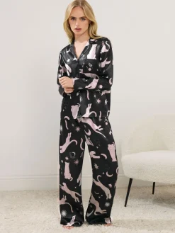 PixieGirl Petite Satin Pyjamas Set Blue