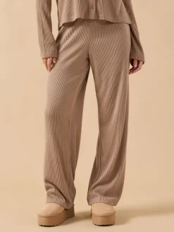 PixieGirl Petite Ribbed Wide Leg Joggers Brown