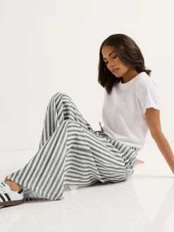 PixieGirl Petite Grey Stripe Wide Leg Trousers Sale