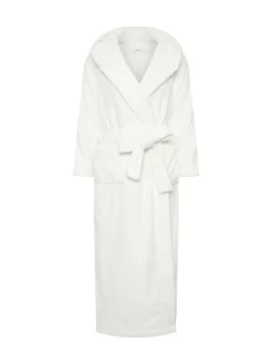 PixieGirl Petite White Cotton Touch Hooded Maxi Robe New