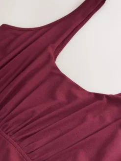 Next Jersey Waisted Summer Midi Dress Plum Purple Outlet