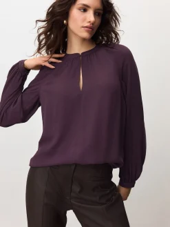 Next Plum Purple Long Sleeve V-Neck Blouse