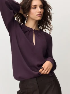 Next Plum Purple Long Sleeve V-Neck Blouse