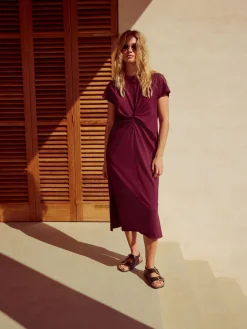 Next Twist Short Sleeved T-Shirt Summer Dress Plum Purple Discount
