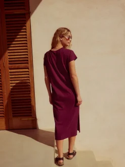 Next Twist Short Sleeved T-Shirt Summer Dress Plum Purple Discount