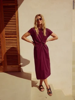 Next Twist Short Sleeved T-Shirt Summer Dress Plum Purple Discount