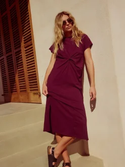 Next Twist Short Sleeved T-Shirt Summer Dress Plum Purple Discount