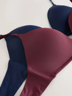 Next A-E Push Up Padded Non Wired Smoothing Bras 2 Pack Plum Purple/Navy Discount