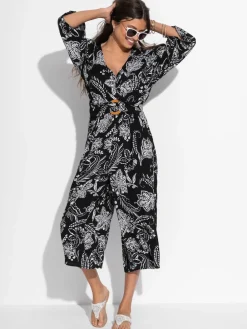 Pour Moi Black Crinkle O Ring Woven Beach Jumpsuit Best