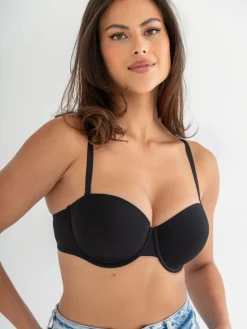 Pour Moi Definitions Push Up Multiway Strapless Bra Black New