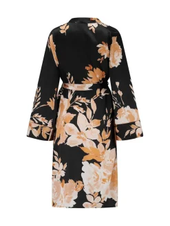 Pour Moi Black Dusk Printed Satin Midi Dressing Gown Online