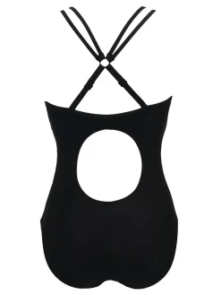 Pour Moi Black Energy Double Strap Racerback Mesh Swimsuit New