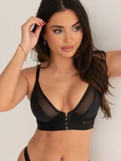 Pour Moi India Front Fastening Underwired Bralette Black