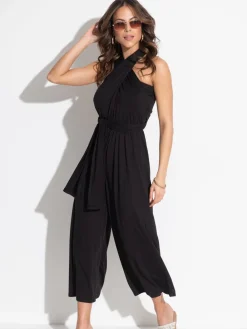 Pour Moi Black Multiway Jersey Beach Jumpsuit with Viscose Sale