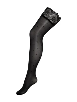 Pour Moi Black Polka Dot Lace Top 15 Denier Hold-Ups