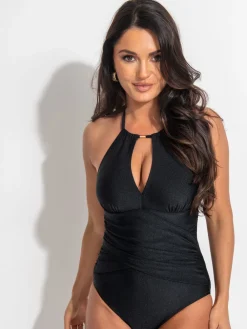 Pour Moi Black Ring Neck Control Suit Clearance