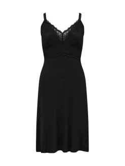 Pour Moi Black Sofa Loves Lace Knee Length Soft Jersey Chemise New