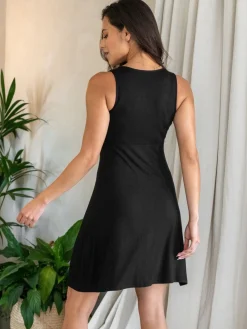 Pour Moi Sofa Loves Lace Hidden Mesh Support Soft Jersey Chemise Black Clearance