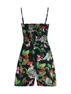 Pour Moi Strapless Shirred Bodice Woven Beach Playsuit Black