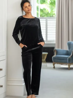 Pour Moi Velour Lounge Pyjamas Set Black Outlet