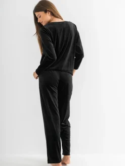 Pour Moi Velour Lounge Pyjamas Set Black Outlet