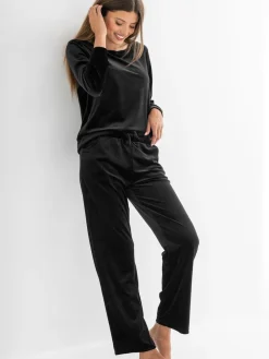 Pour Moi Velour Lounge Pyjamas Set Black Outlet