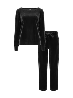Pour Moi Velour Lounge Pyjamas Set Black Outlet