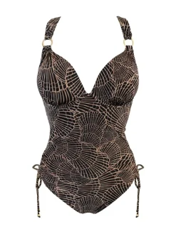 Pour Moi Black/Gold Samoa Boost Push Up Padded Underwired Swimsuit Outlet