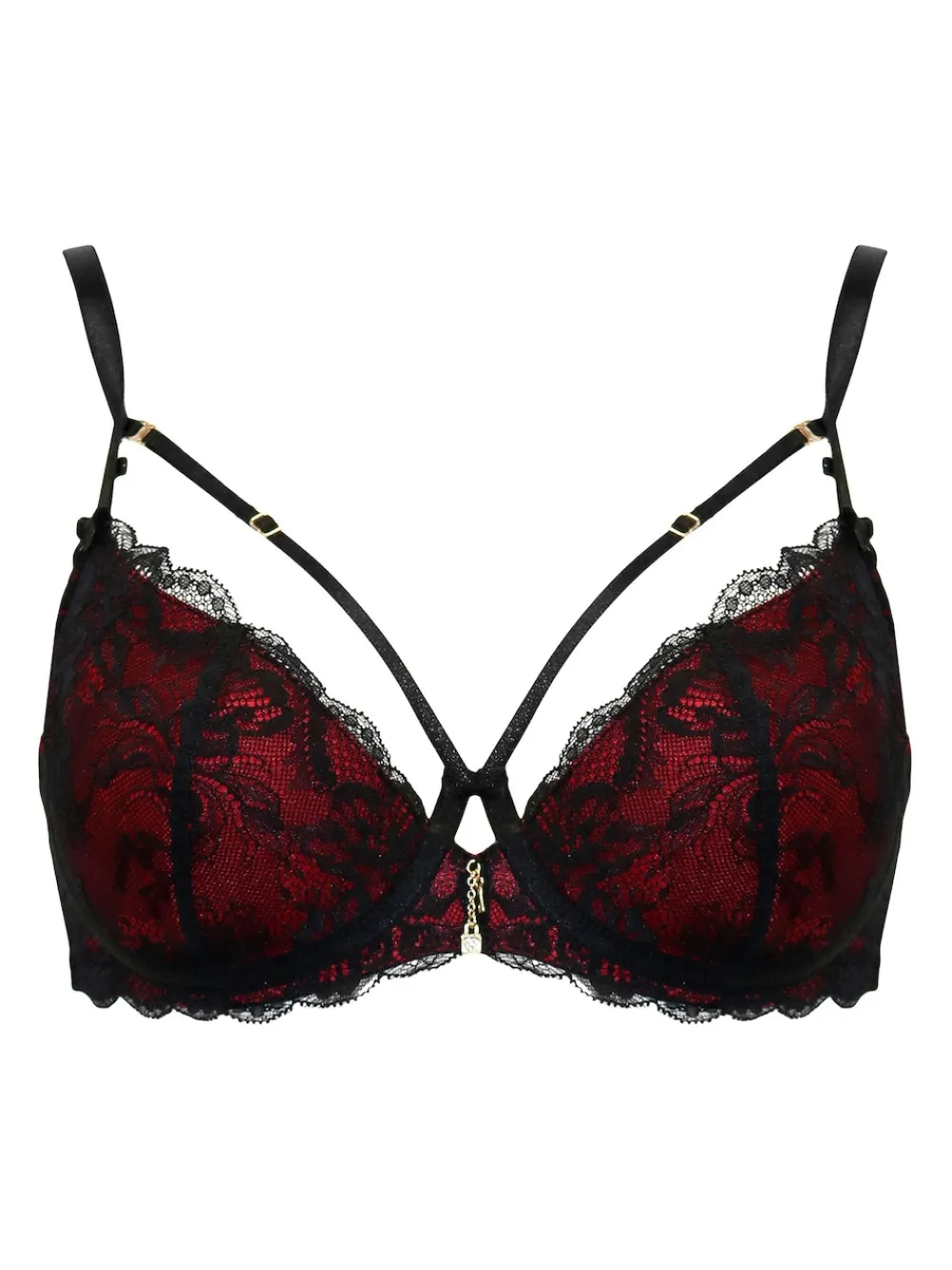 Pour Moi Padded Desire Lightly Underwired Bra Black/Red Clearance