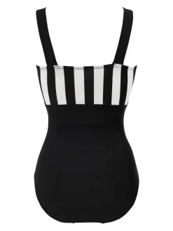 Pour Moi Black/White Palm Springs Colour Block Tummy Control Swimsuit Best