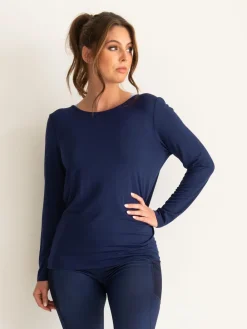 Pour Moi Cross Back Jersey Yoga Top Blue New