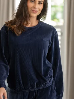 Pour Moi Blue Ribbed Cosy Fleece Lounge Pyjamas Set Sale