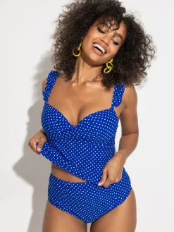 Pour Moi Sicily Lightly Padded Underwired Tankini Top Blue Outlet