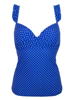 Pour Moi Sicily Lightly Padded Underwired Tankini Top Blue Outlet