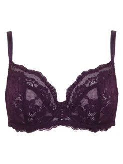 Pour Moi Dark Purple Non Padded Underwired Fleur Balconette Bra Outlet