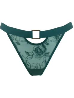Pour Moi India Embroidery Thongs Green New