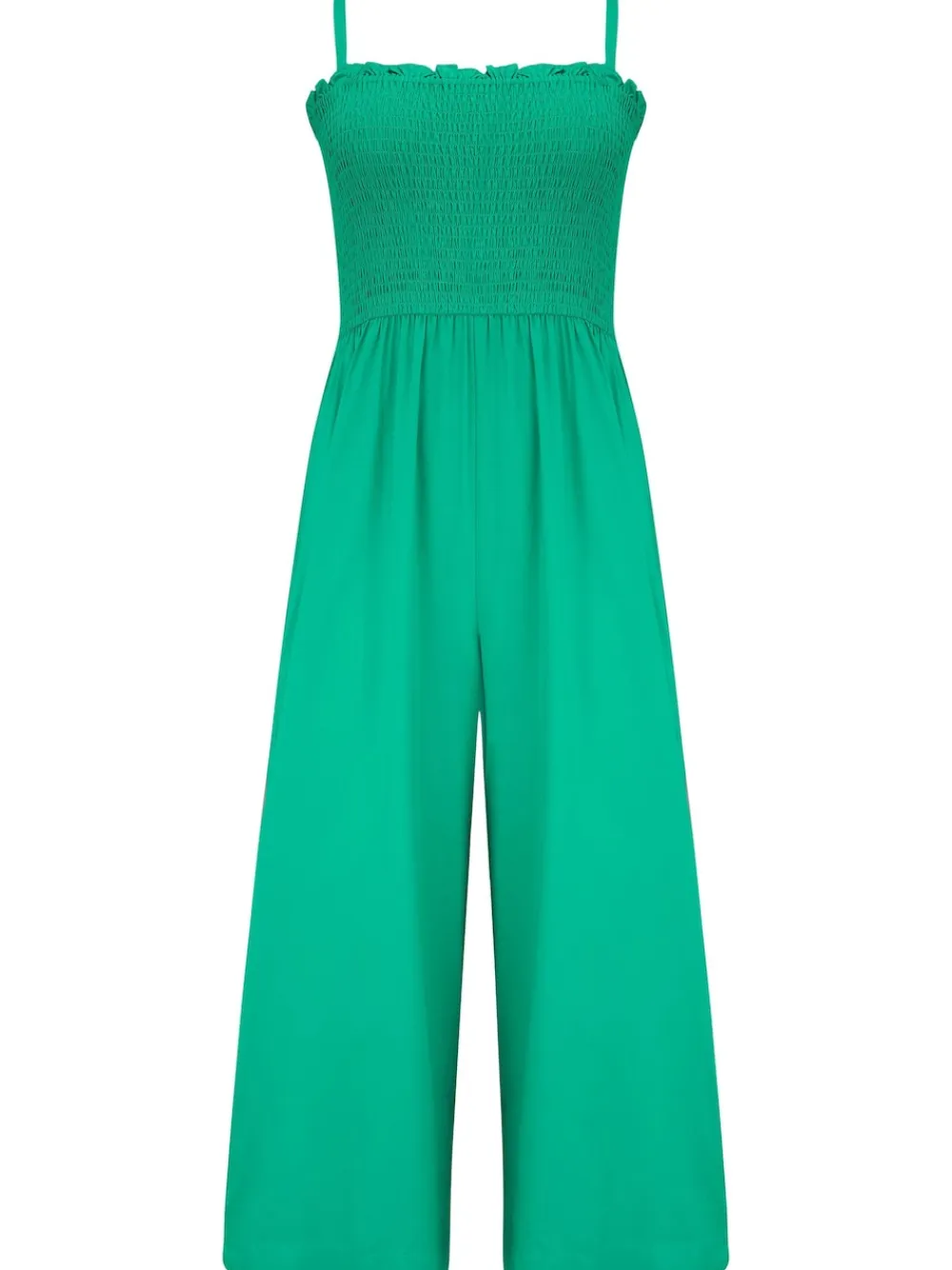 Pour Moi Green Strapless Shirred Bodice Crop Leg Beach Jumpsuit Best